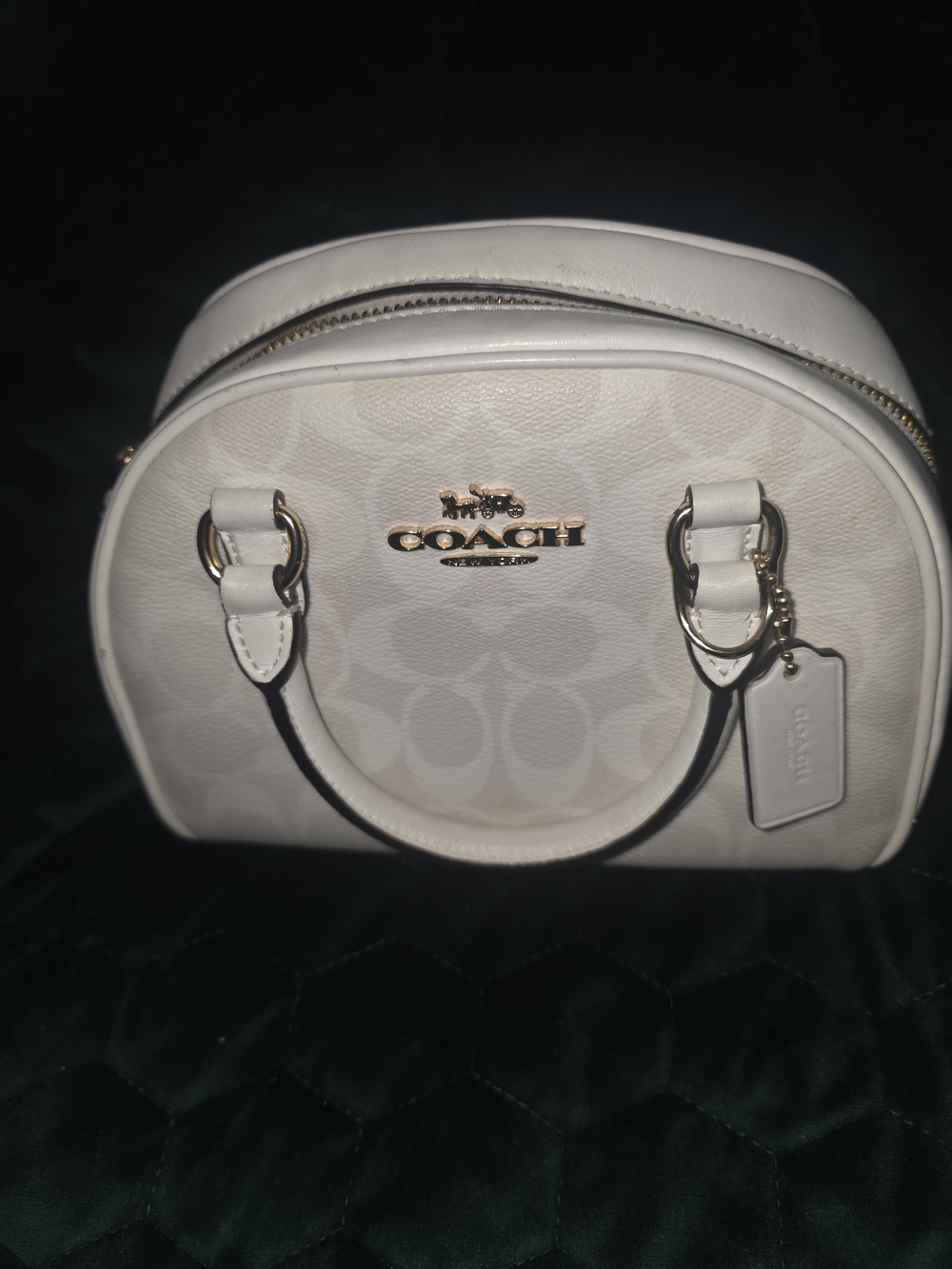Coach Sydney Satchel Glaxier White Signature Dome Satchel Bag Purse - Picture 7 of 12